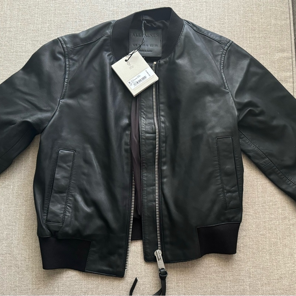 All Saints Orten Leather Bomber Jacket